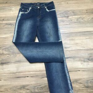 AC 3998 Women's Jeans Denim Pre Washed Bootcut Leg Studded Stretchy Blue 12